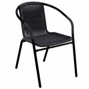 BTExpert Indoor Outdoor 10 - Set of ten Black Restaurant Rattan Stack Chairs