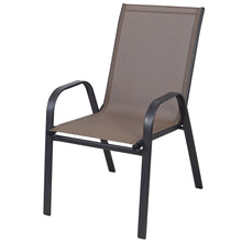 Load image into Gallery viewer, BTExpert Indoor Outdoor 4 - Set of Four Brown Restaurant Flexible Sling Stack Chairs, patio Metal Frame Chair
