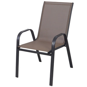 BTExpert Indoor Outdoor 4 - Set of Four Brown Restaurant Flexible Sling Stack Chairs, patio Metal Frame Chair