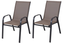 Load image into Gallery viewer, BTExpert Indoor Outdoor 4 - Set of Four Brown Restaurant Flexible Sling Stack Chairs, patio Metal Frame Chair
