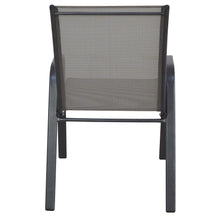 Load image into Gallery viewer, BTExpert Indoor Outdoor 28&quot; Square Tempered Glass Metal Table Brown Rattan Trim + 2 Gray Restaurant Flexible Sling Stack Chairs
