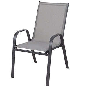 BTExpert Indoor Outdoor 5 - Set of Five Gray Restaurant Flexible Sling Stack Chairs, patio Metal Frame Chair