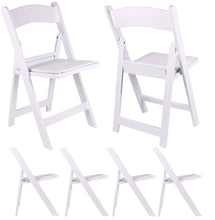 Load image into Gallery viewer, BTExpert Resin Folding Chair Vinyl Padded Seat Indoor Outdoor lightweight Set for Home Event Party Picnic Kitchen Dining Church School Weddings White Set of 30
