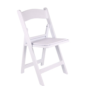 BTExpert Resin Folding Chair Vinyl Padded Seat Indoor Outdoor lightweight Set for Home Event Party Picnic Kitchen Dining Church School Weddings White Set of 4