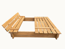 Load image into Gallery viewer, BTExpert Kids Large wooden Sandbox 47x47 Outdoor play Sandpit for Backyard foldable bench seats sand protection bottom liner
