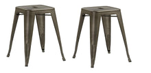 Load image into Gallery viewer, BTEXPERT Bronze Metal Set of 4 Distressed Rustic Backless stools 18 inches Stackable Industrial, Vintage Brown
