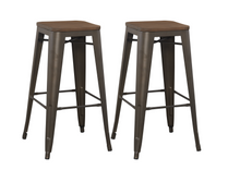 Load image into Gallery viewer, 30&quot; Solid Steel Stacking Industrial Rustic Metal BarStool Wood Top (Set of 4)
