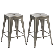Load image into Gallery viewer, 24&quot; Solid Modern Distressed Metal Clear Brush Counter BarStool (Set of 4)
