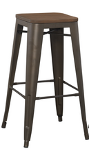 Load image into Gallery viewer, 30&quot; Solid Steel Stacking Industrial Rustic Metal BarStool Wood Top (Set of 2)

