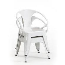 Load image into Gallery viewer, Rugged Steel Industrial White Kids Play Stackable Metal Chair (set of 2)
