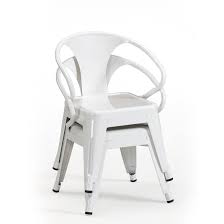 Rugged Steel Industrial White Kids Play Stackable Metal Chair (set of 2)