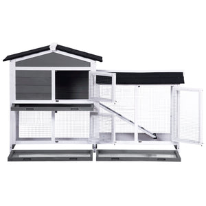 TOPMAX Upgraded Pet Rabbit Hutch Wooden House Chicken Coop for Small Animals, Gray