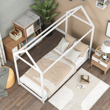Load image into Gallery viewer, Twin Size Wooden House Bed, White(New)
