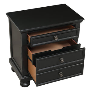 Bedroom Furniture Black Finish Bun Feet Nightstand with Hidden Drawer Casual Transitional Bed Side Table