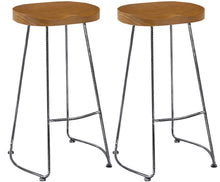 Load image into Gallery viewer, BTEXPERT Industrial 30&quot; Antique Rebar Counter Bar Height Bistro Pub Stool saddle Wood 2pc
