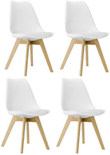 Load image into Gallery viewer, BTEXPERT m5079 Naba Modern Midcentury Wood Leg Soft Padded Upholstery White Dining Chairs Set of 4
