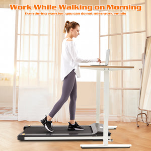 Portable Treadmill Under Desk Walking Pad Flat Slim Treadmill with LED Display & Sport APP, Running Machine for Apartment and Small Space without Assembling