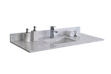 Load image into Gallery viewer, Montary 37&quot;x 22&quot; bathroom stone vanity top carrara jade  engineered marble color with undermount ceramic sink and single faucet hole with backsplash
