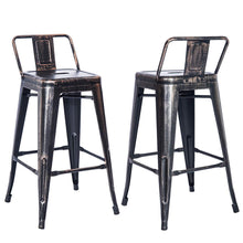 Load image into Gallery viewer, TREXM Low Back Indoor and Outdoor Metal Chair Barstool Set of 2 (Golden Black)
