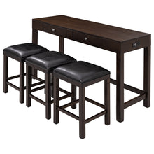 Load image into Gallery viewer, TOPMAX 4-Piece Counter Height Table Set with Socket and Leather Padded Stools, Espresso
