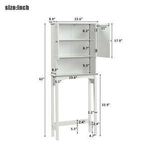 Home Over-The-Toilet Bathroom Storage Space Saver with Adjustable Shelf Collect Cabinet（White）
