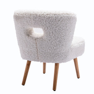 HengMing Accent Chair Lambskin Sherpa Upholstery Open Back Chair for Living Room Bedroom/White