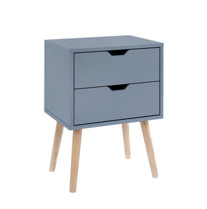 Modern Nightstand with 2 Storage Drawers and solid wood legs (Set of 2）