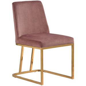 TOPMAX Modern Minimalist Gold Metal Base Upholstered Armless Velvet Dining Chairs Accent Chairs Set of 6, Pink