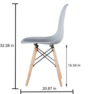 Light Gray simple fashion leisure plastic chair environmental protection PP material thickened seat surface solid wood leg dressing stool restaurant outdoor cafe chair set of 1