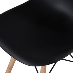 Black simple fashion leisure plastic chair environmental protection PP material thickened seat surface solid wood leg dressing stool restaurant outdoor cafe chair set of 2
