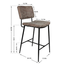 Load image into Gallery viewer, Bar Stools Set of 2, 25&quot; Hight Back Stool Upholstered Counter Chair Heavy-Duty Steel Frame Pub Breakfast Bar Chairs for Kitchen, Gray
