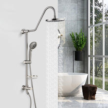 Load image into Gallery viewer, Shower System with Rain Showerhead, 5-Function Hand Shower, Adjustable Slide Bar and Soap Dish, Brushed Nickel Finish
