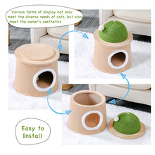 Load image into Gallery viewer, Cactus Cat Cave House with Sisal Scratching Post and sisal ball for cat kittens Green L
