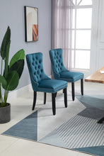 Load image into Gallery viewer, Upholstered Button Tufted Back  Velvet Dining Chair with Nailhead Trim and Solid Wood Legs 2 Sets
