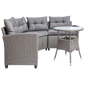 U_style 4 Piece Resin Wicker Patio Furniture Set with Round Table , Gray cushions