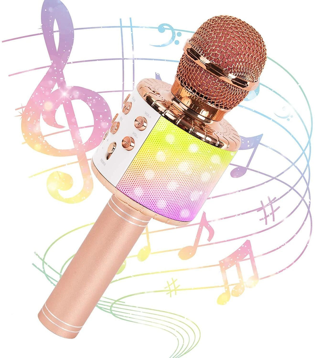 Karaoke Microphone for Kids and Adults, Wireless Portable Handheld Bluetooth Microphone with LED Lights - Best Gifts