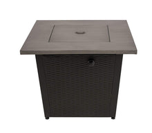Load image into Gallery viewer, 50,000 BTU 32inch Square Outdoor Propane Fire Pits Table, Gray Wood Grain Table Top with Lid, ETL Certification, for Garden Poolside Patio Backyard Deck
