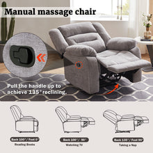 Load image into Gallery viewer, Orisfur. Linen fabric Heated Massage Recliner Sofa Ergonomic Lounge with 8 Vibration Points
