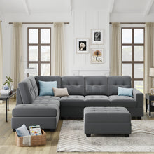 Load image into Gallery viewer, Orisfur. Sectional Sofa with Reversible Chaise Lounge, L-Shaped Couch with Storage Ottoman and Cup Holders
