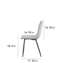 Load image into Gallery viewer, Dining chair 4-piece set kitchen dining room chair special chair living room bedroom medieval modern cushion side chair with fabric cushion seat back brown metal leg light gray
