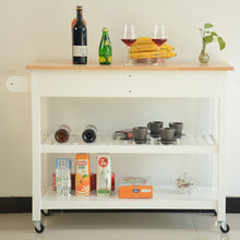 Load image into Gallery viewer, Kitchen Island &amp; Kitchen Cart, Rubber Wood Top, Mobile Kitchen Island with Two Lockable Wheels, Simple Design for Easy Storing and Fetching, Two Drawers Give Unique Storage for Special Utensil.
