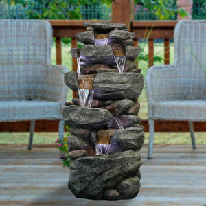 40.5inch Garden Outdoor Water Fountain with 6 LED is the perfect addition