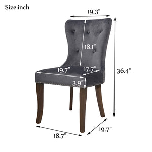 TOPMAX Victorian Dining Chair Button Tufted Armless Chair Upholstered Accent Chair,Nailhead Trim,Chair Ring Pull Set of 2 (Grey)