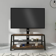 Load image into Gallery viewer, Wooden Storage Tv Stand Black Tempered Glass Height Adjustable Universal Swivel Entertainment Center With Mount TV Stand
