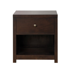 Vintage Aesthetic 1 Drawer Solid Wood Nightstand Sofa End Table in Rich Brown (Nightstand of Freely Configurable Bedroom Sets)