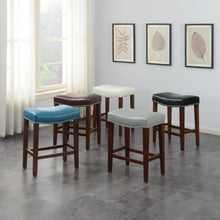Load image into Gallery viewer, Blue Leather Barstool 2 pcs Set
