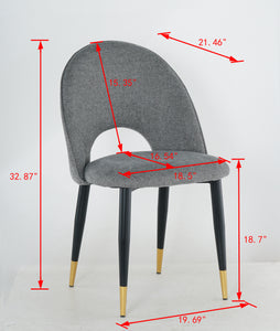 Nordic Style Dining Room Furniture Comfortable Decoration similar to sackcloth Fabric Seat Dining Chair With Black Golden Legs(Set of 2)