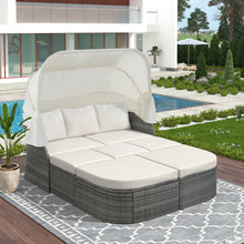 Load image into Gallery viewer, U_STYLE Outdoor Patio Furniture Set Daybed Sunbed with Retractable Canopy Conversation Set Wicker Furniture Sofa Set
