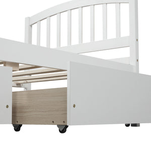 Twin Platform Storage Bed Wood Bed Frame with Two Drawers and Headboard, White （Previous SKU: SF000062KAA）