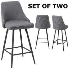 Load image into Gallery viewer, BTEXPERT Premium Tufted upholstered Dining 25&quot; High Back Stool Bar Chairs, Set of 2 Pack Gray Polyester

